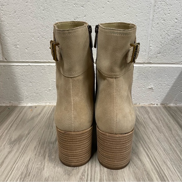MICHAEL Michael Kors Kenya Suede Block Heel Booties - Beige - Picture 7 of 9